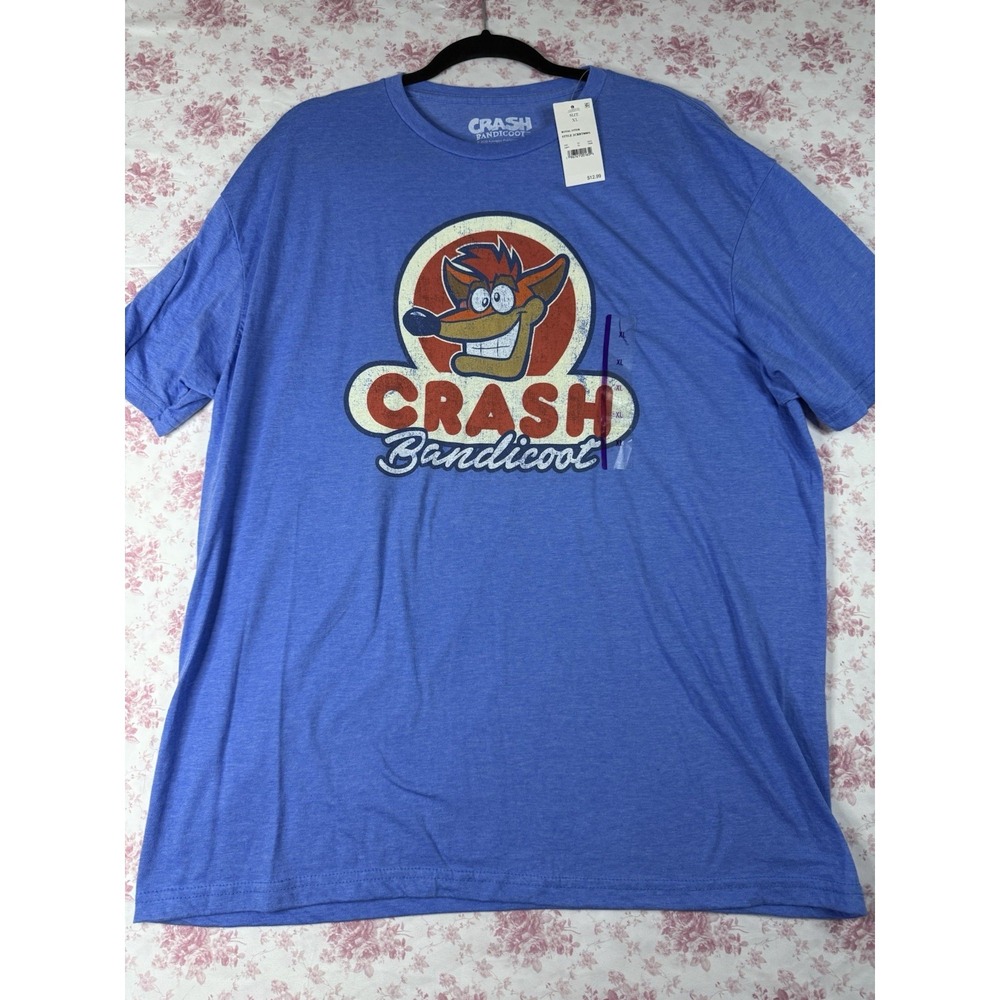 NWT Crash Bandicoot Graphic T-Shirt Blue XL‎ Retro Video Game Tee